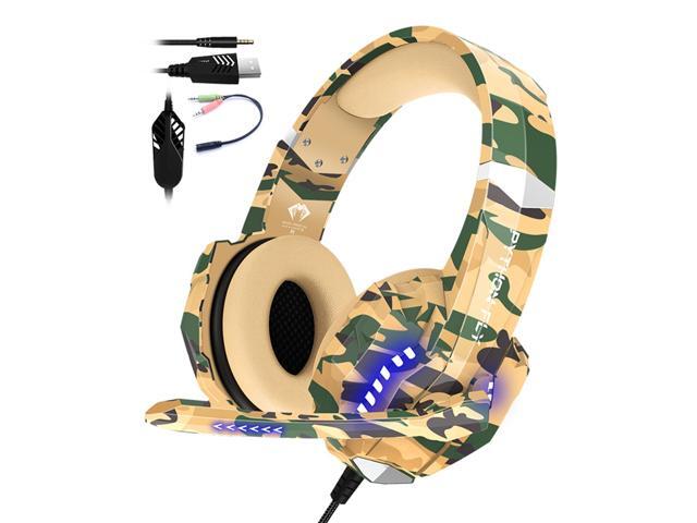Python Fly G9000procc Gaming Headset with Noise Isolating 120° Adjustable Omnidirectional Mic 40mm Driver Unit Camouflage Yellow