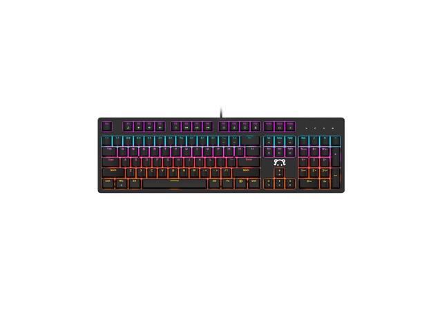 DaiDai STK131 USB Wired Mechanical Keyboard Mixed Light Keyboard 104 Keys Gaming Office Keyboard Ergonomic Design Black (Blue Switch)