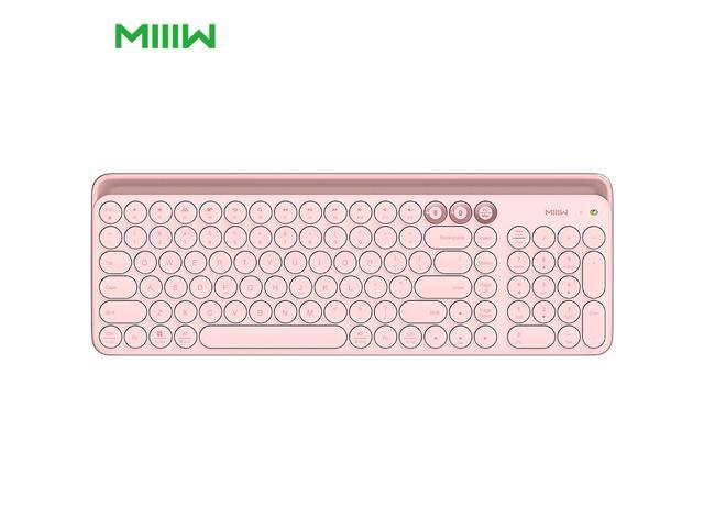 MIIIW 102 Keys Wireless BT & 24GHz Dual-mode Office Keyboard with Integrated Soft Rubber Bracket Multi-system Compatible Pink