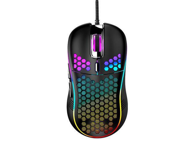 Wired Gaming Mouse 7200DPI Optical Mouse RGB Lightweight Gaming Mouse 1200/2400/4800/7200DPI/ 6 Programmable Buttons Black