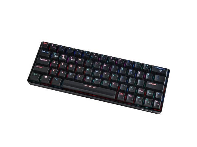 Compact Mechanical Multi-device Keyboard with 64 keys BT & Wired Mode 18 RGB Backlit Effects N-key Rollover Black Brown Switches