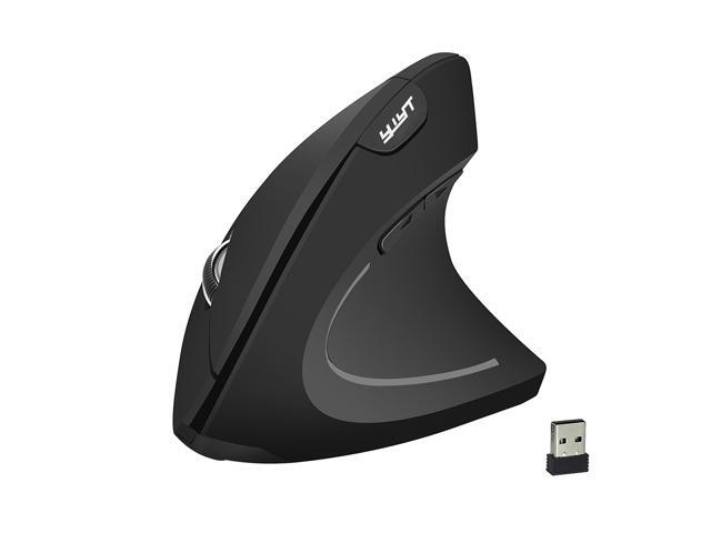 YWYT 24G Wireless Vertical Mouse Ergonomic Vertical Mouse Upright Mouse Optical Mouse 3 Adjustable DPI Levels/ Plug & Play Black