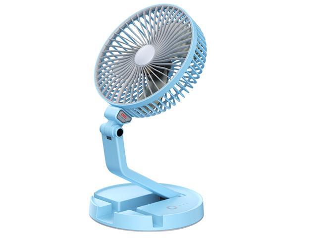 7 Inch LED Desk Fan Cooling 2600mAh Rechargeable Foldable Fan Portable 3 Speeds Wall Hanging Fan for Travel Office Home