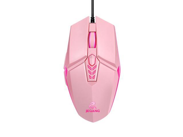 JM-518 6D Wired Gaming Mouse E-sports Gaming Mouse Ergonomic Mice with 4 Adjustable DPI 4-color Breathing Light Plug & Play Pink