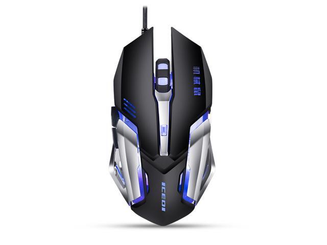 Wired 3200 DPI Gaming Mouse 4 Adjustable DPI Levels/6 Programmable Buttons/4-Color Breathing Light/ Left & Right Mute Buttons Black