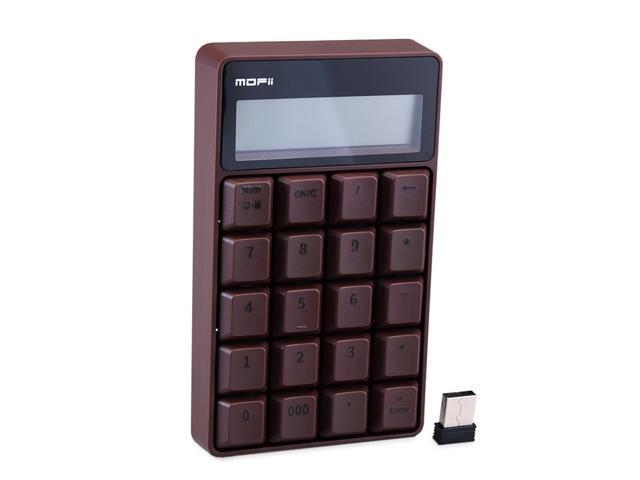 Mofii SK-657 24G Wireless Keyboard 20 Keys Numeric Keyboard Portable Calculator with LED Display for Accounting Office Brown