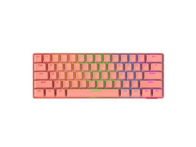 Daidai STK61 BT & Wired Dual-mode Mechanical Keyboard 61 Keys Mixed Light Gaming Office Mechanical Keyboard Pink (Red Switches)