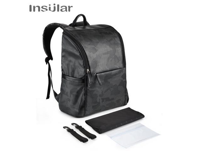 Insular Mommy Bag Backpack Large Capacity Waterproof Baby Bags Diaper Bag with Changing Pad Stroller Hanging Strap Storage Bag