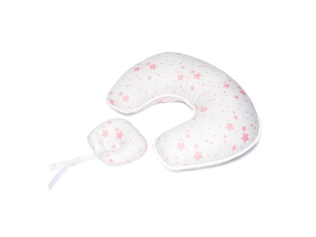 KKMOON MA2001 Multifunctional Nursing Pillow Positioner U-Shape Cotton Sitting Support Pillow with Small Pillow Pink Stars Pattern for Breast