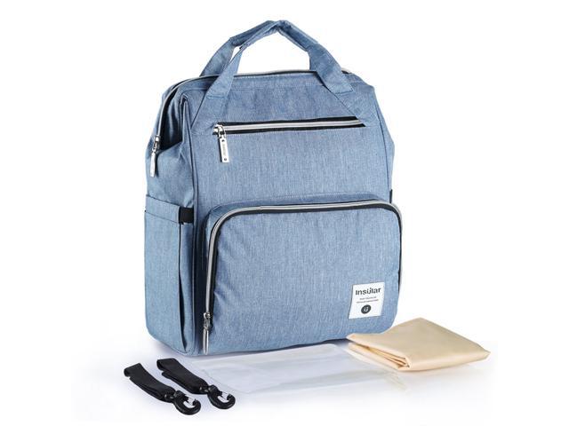 Diaper Bag Backpack Multi-Function Waterproof Large Capacity Nappy Bags for Baby Care Travel With Wide Open Stroller Strap Blue