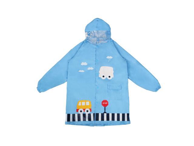 Kids Raincoat Hooded Boy Girl Cartoon Rain Poncho Rain Coat Jacket Children Rainwear Block Wind and Rain for Age 6-12 -Displays Colorful School