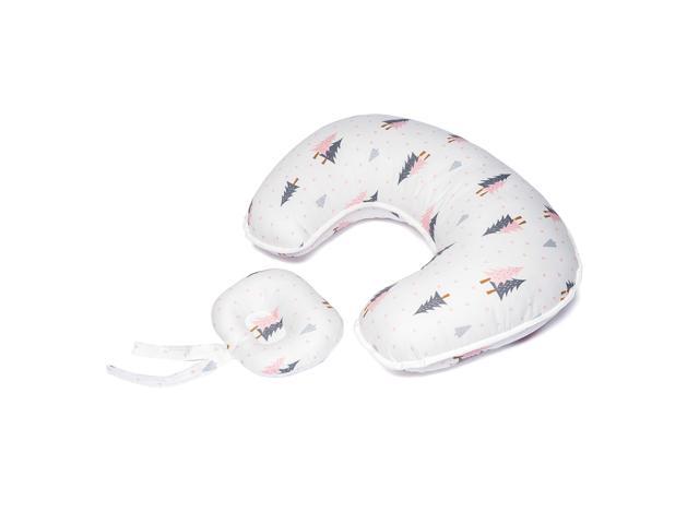 KKMOON MA2001 Multifunctional Nursing Pillow Positioner U-Shape Cotton Sitting Support Pillow with Small Pillow Pink Pine Pattern for Breast
