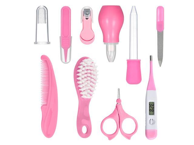 Baby Healthcare and Grooming Kit 10 PCS Digital Thermometer Comb Nail Clipper Nasal Aspirator Food Feeder Newborn Infant Shower Care Nursery Set