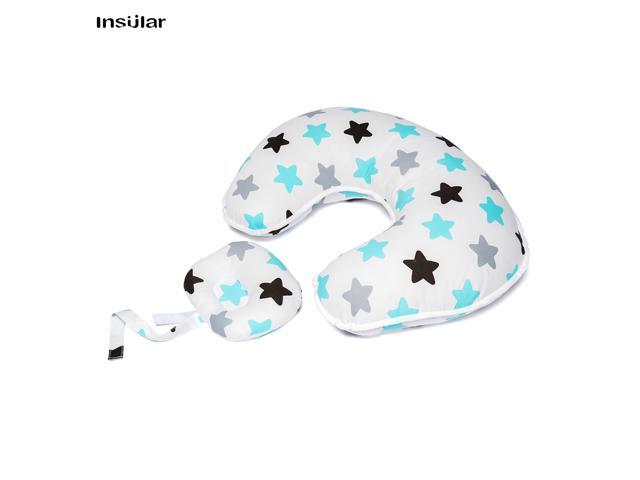 KKMOON MA2001 Multifunctional Nursing Pillow Positioner U-Shape Cotton Sitting Support Pillow with Small Pillow Green Stars Pattern for Breast