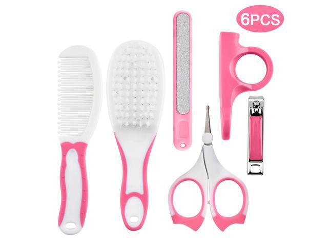 Baby Healthcare and Grooming Kit 6 PCS Hair Brush Comb Nail File Clipper Scissors Newborn Infant Shower Care Nursery Set