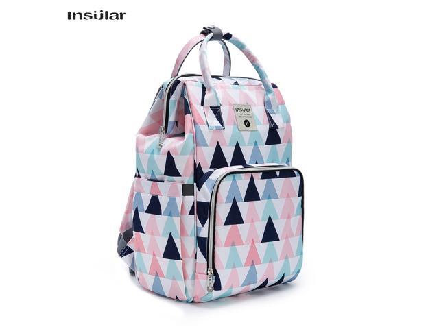 Insular Diaper Bag Portable Mummy Bag Large Capacity Travel Bag with Stroller Straps for Newborn Infant Necessities Supplements