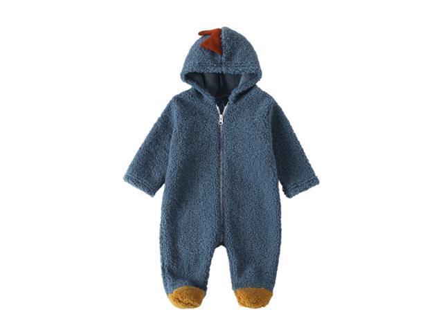 Baby Animal Hooded Rompers One-Piece Toddlers Autumn Winter Coral Fleece Pajamas Unisex Jumpsuit Costumes (Dinosaur)