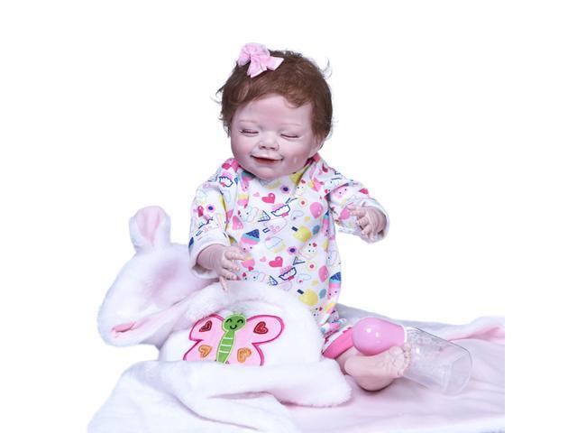 55cm/22in Lifelike Baby Doll Reborn Baby Dolls Soft Silicone Full Body Sleeping Baby Doll Realistic Baby Gift Doll Dressed with Cloth Blanket