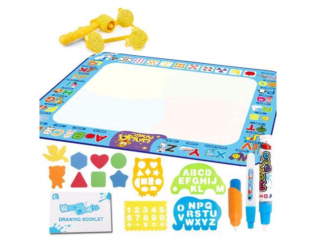 Water Doodle Mat with Accessories Large Size 394 * 295 Inches Magic Water Drawing Mat Educational Toys for Kids Baby Girls Boys (3 Pens + 8 EVA