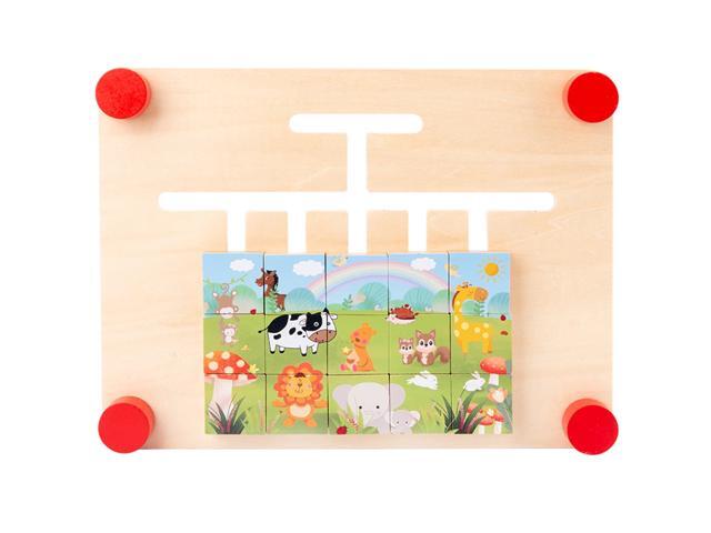 Puzzle Color Game with Hourglass Safe Wood Material Slide Puzzle Color Shape Matching Baby Educational Toy for Preschool Babies Kids Children 36