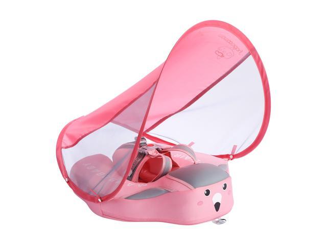 Non-Inflatable Baby Float with Canopy Infant Lying Swimming Ring Pool Swim Trainer for 3-24 Months Baby