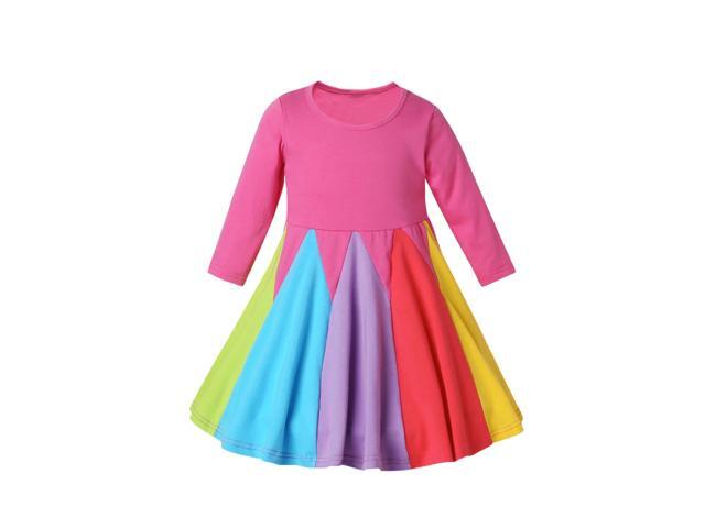 Girls Rainbow Dress Princess Dress OP Pink