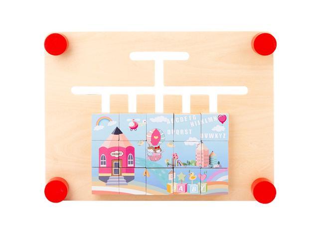 Puzzle Color Game with Hourglass Safe Wood Material Slide Puzzle Color Shape Matching Baby Educational Toy for Preschool Babies Kids Children 36