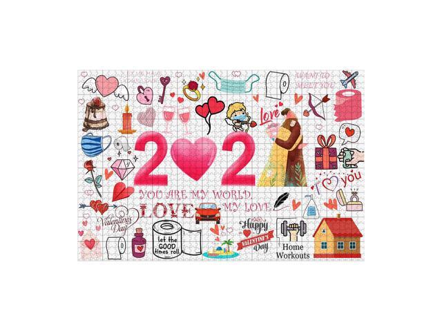 Valentine' s Day Jigsaw Puzzles 1000 Pieces Paper Jigsaw Puzzles Game Gift for 2021 Valentines Educational Intellectual Decompressing Family Game