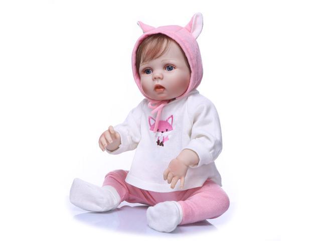 22inch 55cm Reborn Baby Doll Girl Full Silicone Doll Baby Bath Toy With Clothes Lifelike Cute Gifts Toy Pink