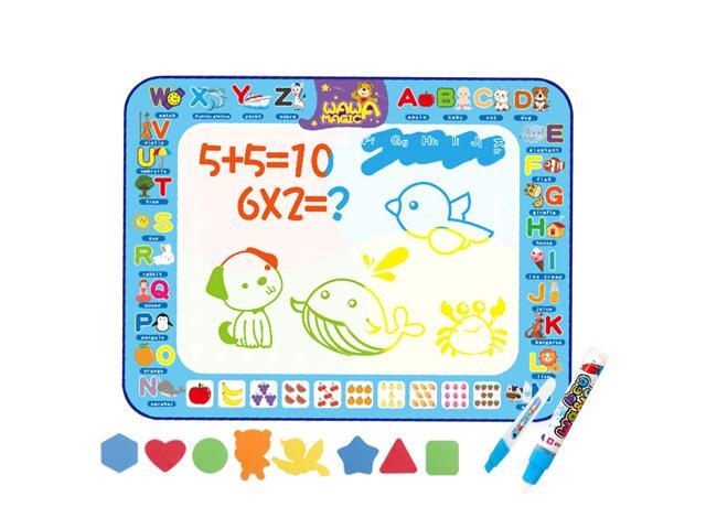 Water Doodle Mat with 2 Pens and 8 EVA Blocks Large Size 394 * 295 Inches Magic Water Drawing Mat Educational Toys for Kids Baby Girls Boys