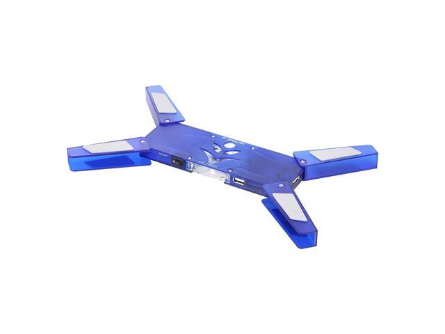 DR-2008H Laptop Cooling Pad Folding Portable Cooling Pad USB Powered with Single 60mm LED Blue Fan Cooling Stand Blue