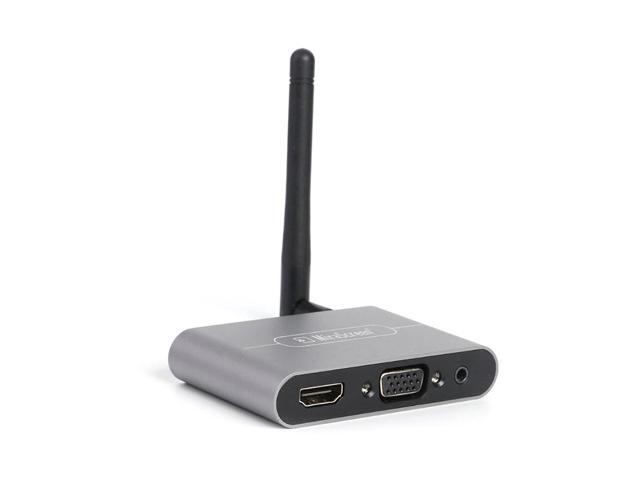 X6W Plus 4K Wireless Display Receiver 24GHz & 5GHz Dual-frequency Wireless Dongle with External Antenna HD VGA Audio Ports Grey