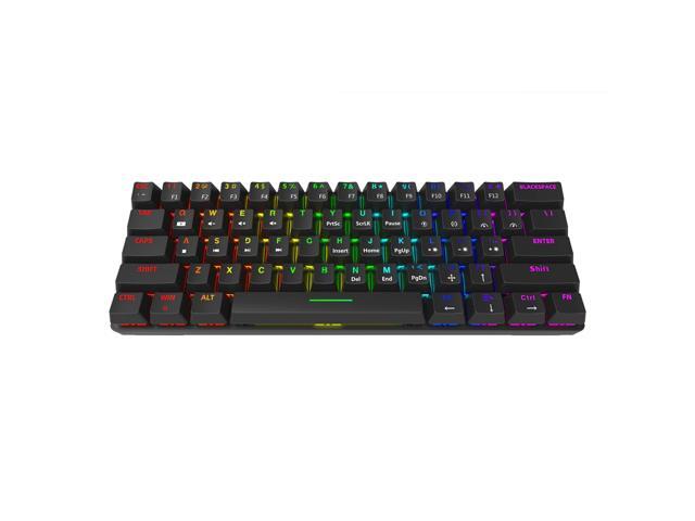Keyhome KH61 60% mechanical keyboard hot swappable rgb switch led type c doubleshot keycap macro program blue red brown black