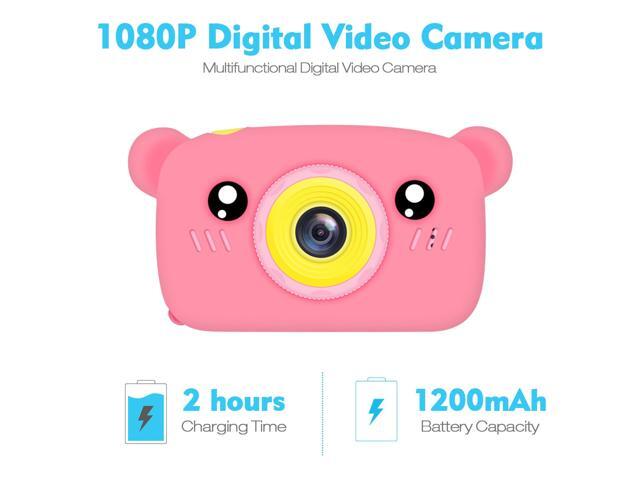 1200W 1080P FHD Digital Video Camera with Funny Filters Multifunctional Portable Camcorder Cute Bear Soft Silicone Cover