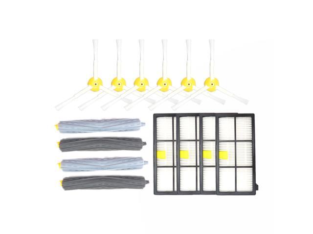 Replacement Parts 6Pcs Side Brushes + 4Pcs HEPA Filters + 2Pcs Front Debris Extractor + 2Pcs Rear Debris Extractor for Roomba 800 900 Series