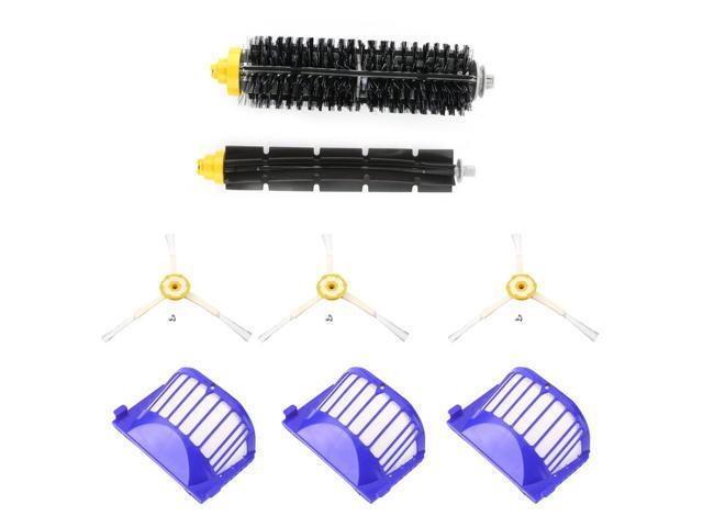 Replacement Parts 3Pcs Side Brushes + 3Pcs Filters + 1Pc Bristle Brush + 1Pc Flexible Beater Brush for Roomba 620 630 650 660