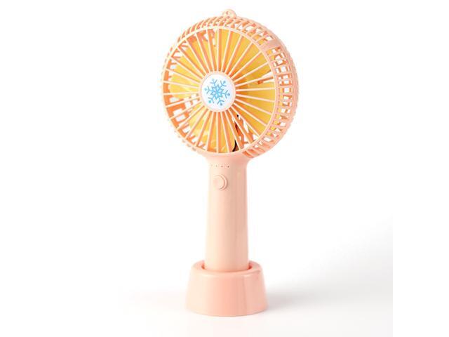 LED Handheld Fan with Base Portable Mini Fan 3 Speed Low Noise Personal Desk Fan for Travel Camping Office Home USB Powered Desk Fan
