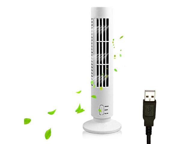 Portable Tower Fan Quiet Bladeless 2 Speed Electric Fan USB Powered Tower Fan Vertical Air Conditioning Fan for Indoor Bedroom Home Office