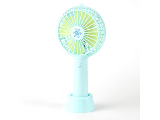LED Handheld Fan with Base Portable Mini Fan 3 Speed Low Noise Personal Desk Fan for Travel Camping Office Home USB Powered Desk Fan