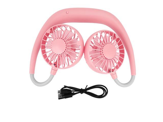 Portable Fan Hand Free Small Personal Mini USB Fan Rechargeable Neck Fan 3 Speeds With Colorful Light for Office Travel Outdoor Camping