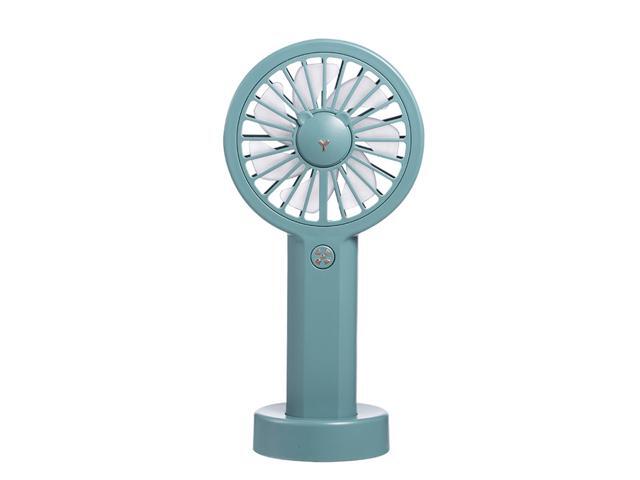 Mini Handheld Desk USB Fan Cute Bear Shape 3 Gears Adjustable Colorful Light with Rope Portable for Travel Office Study