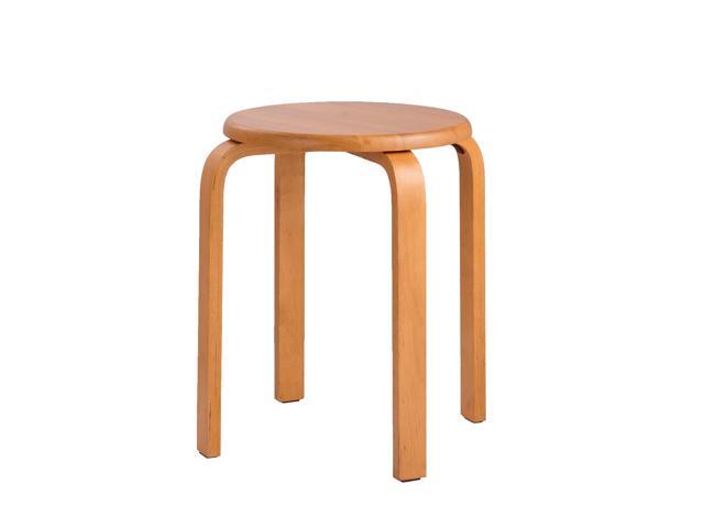 Modern K/D Rubber Wooden Stools Practical Round Stacking Stools for Home/Restaurants/Hotel 2pcs Yellow