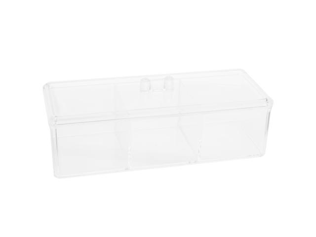Three Compartment Transparent Acrylic Storage Box Cosmetic Jewelry Storage Expert Organizer Cotton Swab Makeup Pads Case with Dustproof Lid