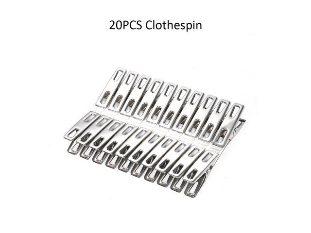 20 Pcs Clothespins Stainless Steel Clothes Clips Metal Sealing Clip Socks Clothing Pegs Household Clothespin Clips for School Office Stationery