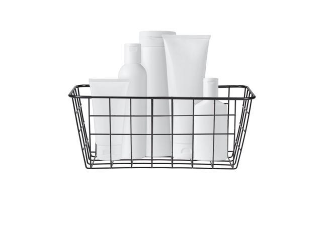 Iron Storage Basket Wall Mounted Storage Organizer Wire Hanging Basket Bathroom Shelf for Bedroom Bathroom Laundry Room