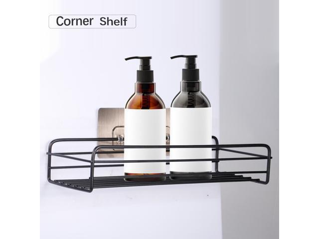 Iron Wall Mounted Storage Shelf with Sticker Floating Shelf Wall Shelf Bathroom Shelf Cabinet Organizer for Kitchen Bathroom Living Room Bedroom