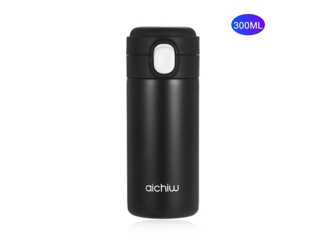 300ML Vacuum-Insulated Water Bottle Double-walled Stainless Steel Travel Mug Leakproof with Lid Themos Insulation for Cold or Hot Drink Black