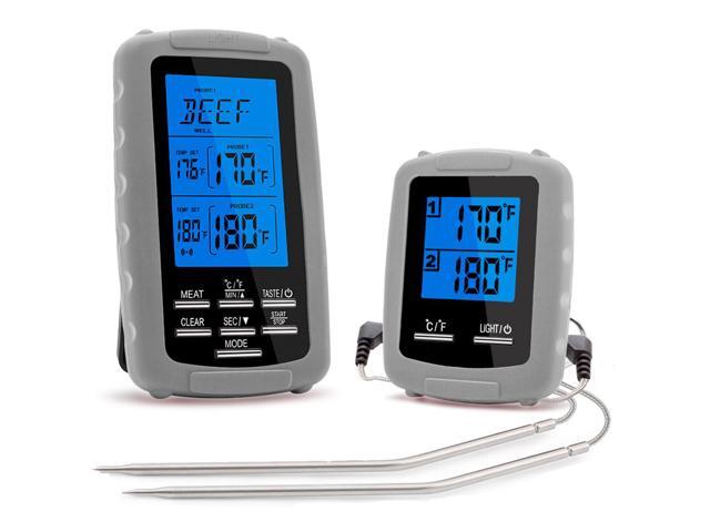 2PCS Wireless Meat Thermometer Food Barbecue Thermometer BBQ Grill Smoker Thermometer Cooking Oven Digital Thermometer with Dual Probe