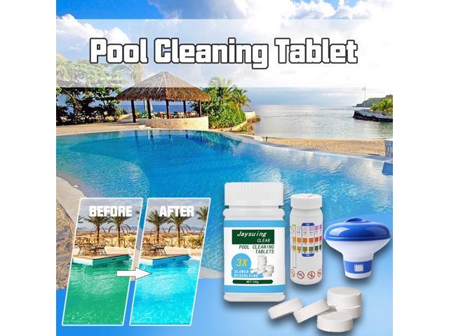 100g/35oz Swimming Pool Cleaning Tablet with 1pcs Tablet Dispenser 50pcs PH Test Papers Swimming Pool Guard Pool Care Accessory