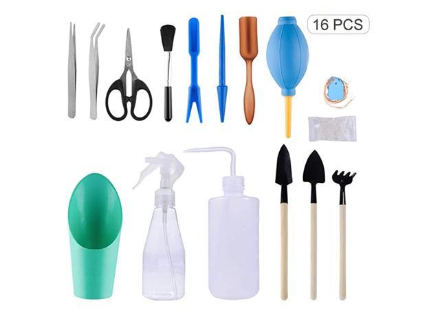 16PCS Garden Planting Tool Set Bonsai Succulent Transplanting Miniature Fairy Mini Garden Planting Gardening Hand Tools for Home Office Garden